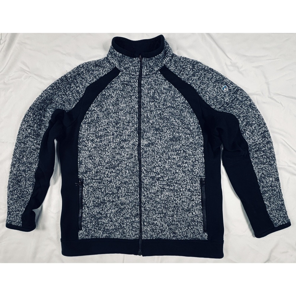 KUHL Full-Zip Stout Wool Blend Jacket Mens Large Black Charcoal Marl